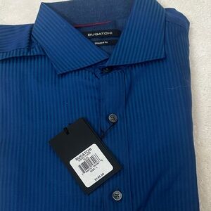 Bugatchi Men's Navy Pinstripe Dress Shirt